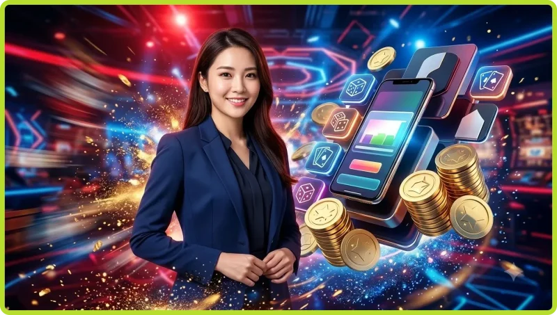 Người chơi cá cược chuyên nghiệp trong sòng bài cao cấp với điện thoại thông minh, thể hiện sự uy tín và đẳng cấp của nhà cái i9bet